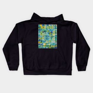 Watercolor abstract rectangles - blue and yellow Kids Hoodie